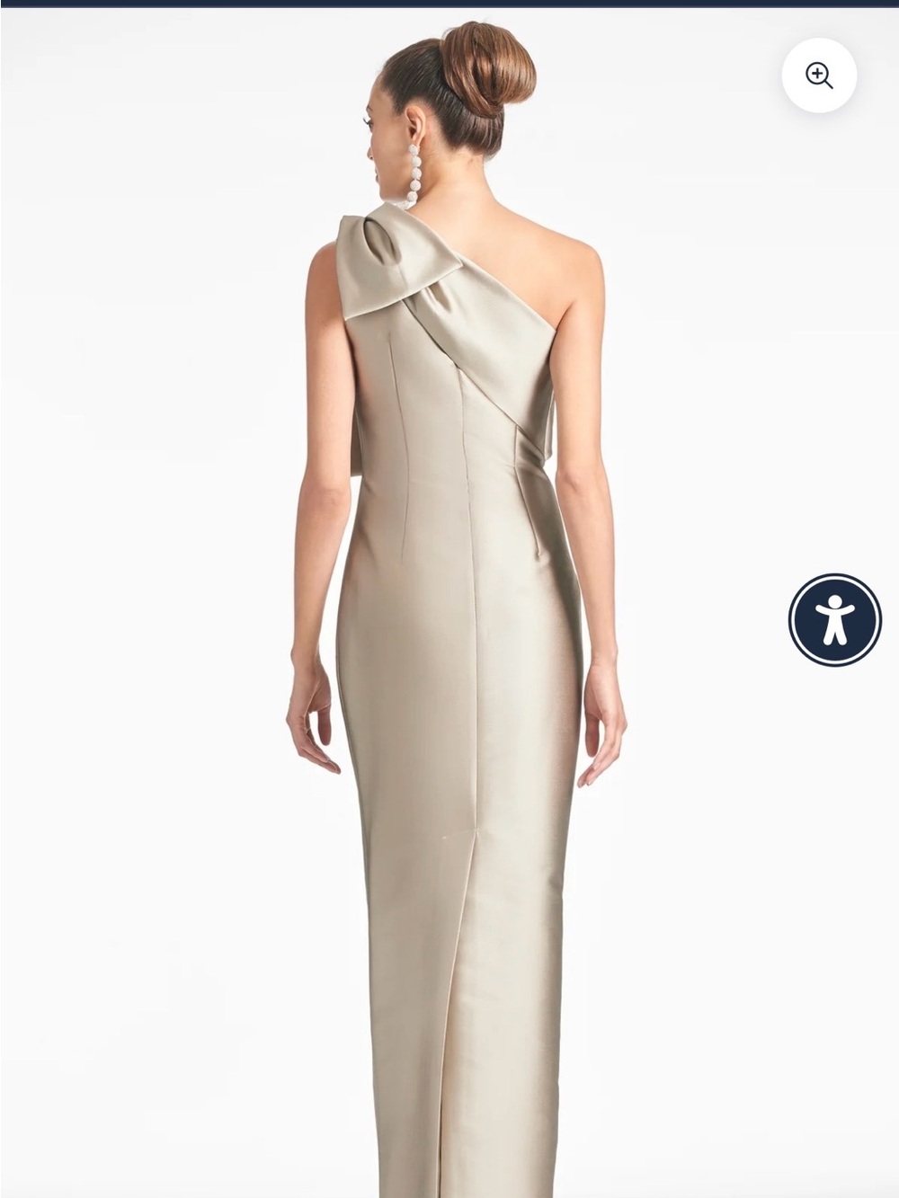 Sachin + Babi One-Shoulder Bonnie Gown Metallic Bow Gown in Pewter - Picture 4 of 10